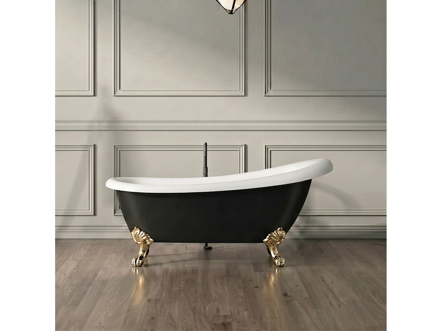 Bañera con patas RICHMOND NEGRA  171 cm patas ÁGUILA DORADAS