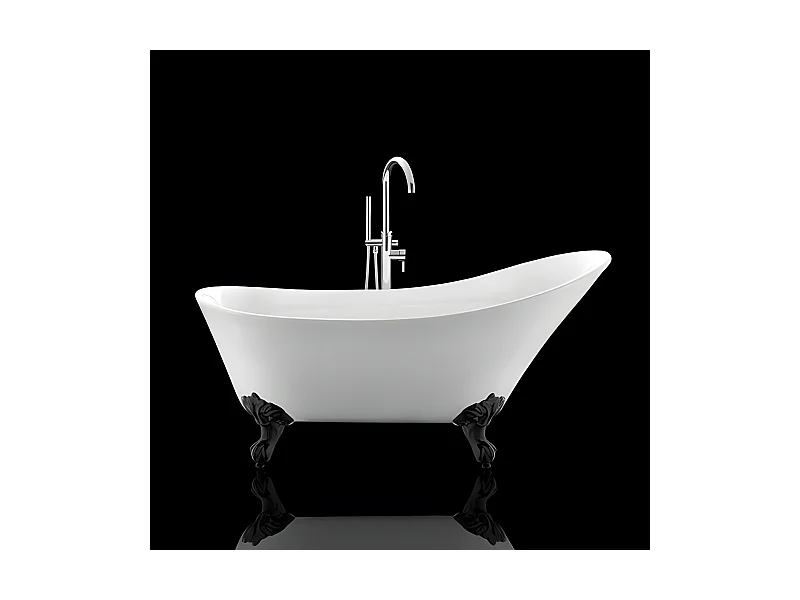 Freistehende Badewanne mit Füßen BALMAIN Adlerfüße SCHWARZ 161 cm