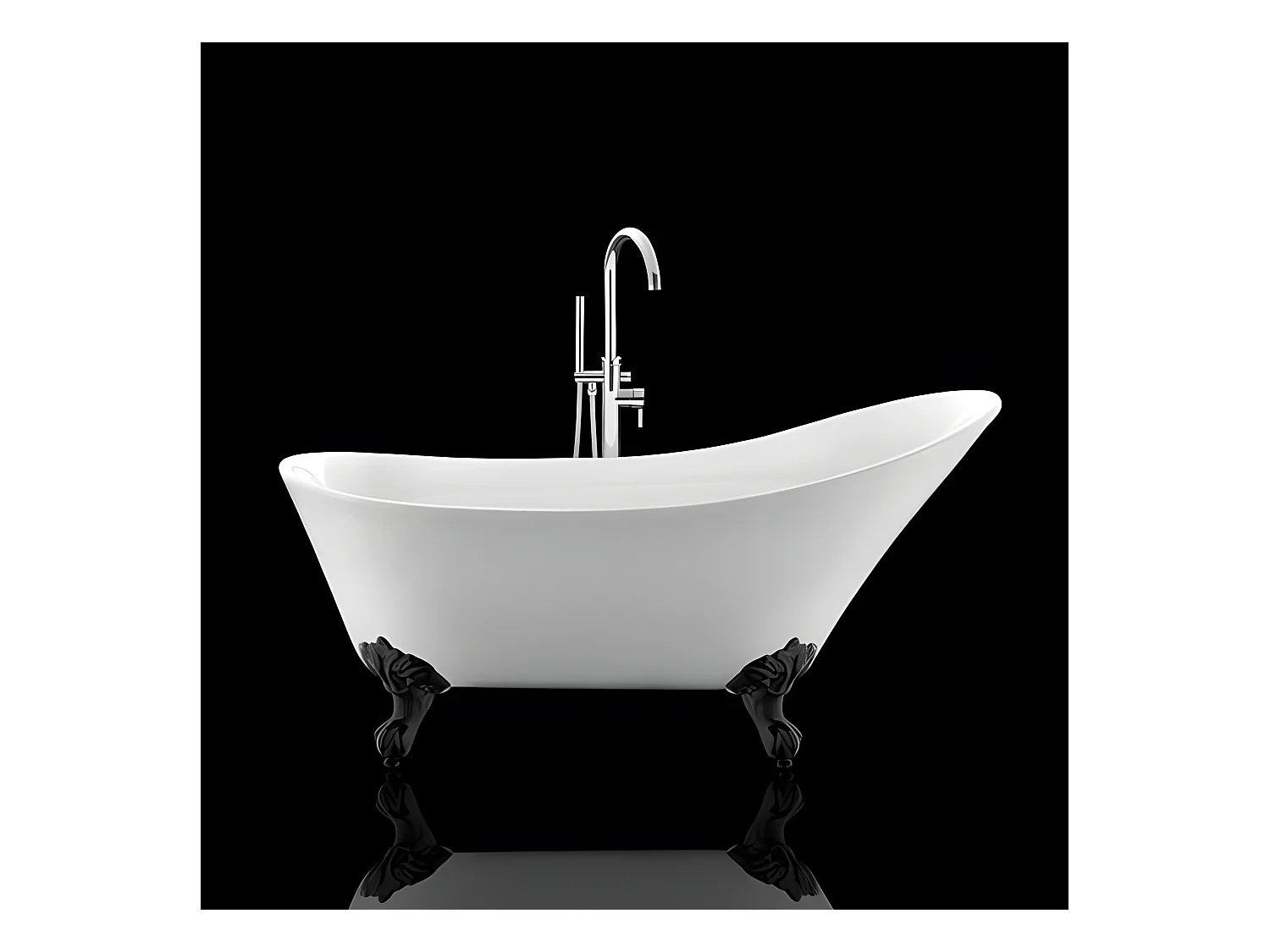 Freistehende Badewanne mit Füßen BALMAIN Adlerfüße SCHWARZ 161 cm
