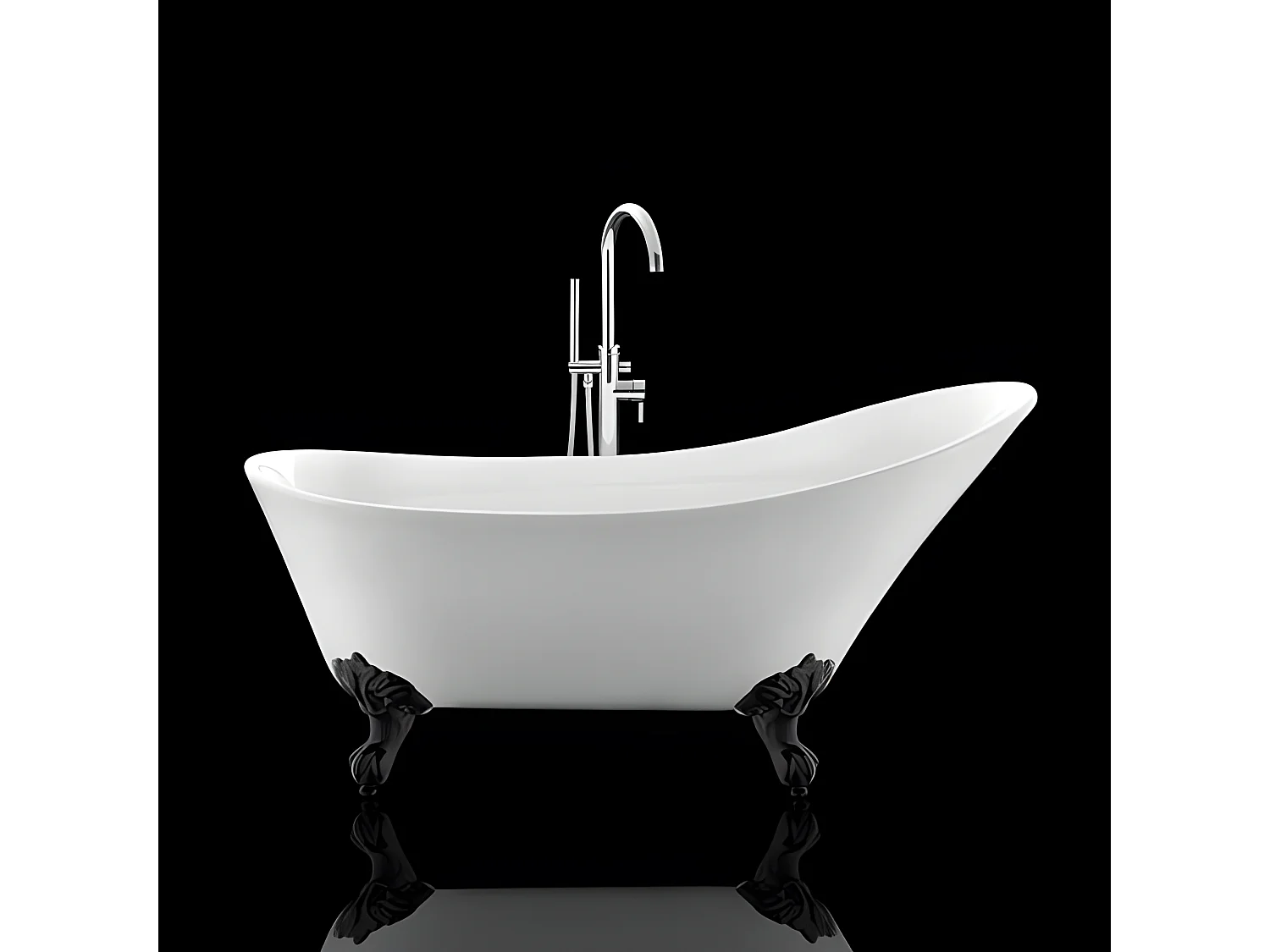 Freistehende Badewanne mit Füßen BALMAIN Adlerfüße SCHWARZ 161 cm