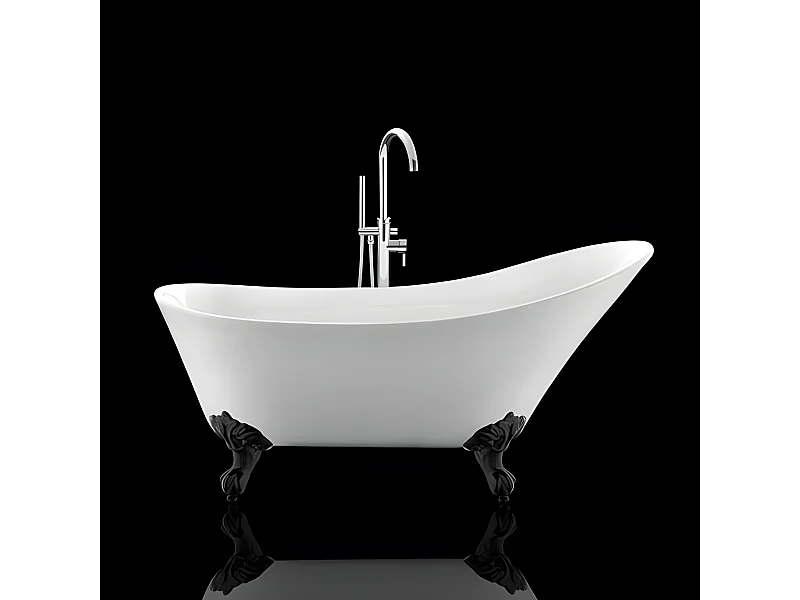 Freistehende Badewanne mit Füßen BALMAIN Adlerfüße SCHWARZ 161 cm