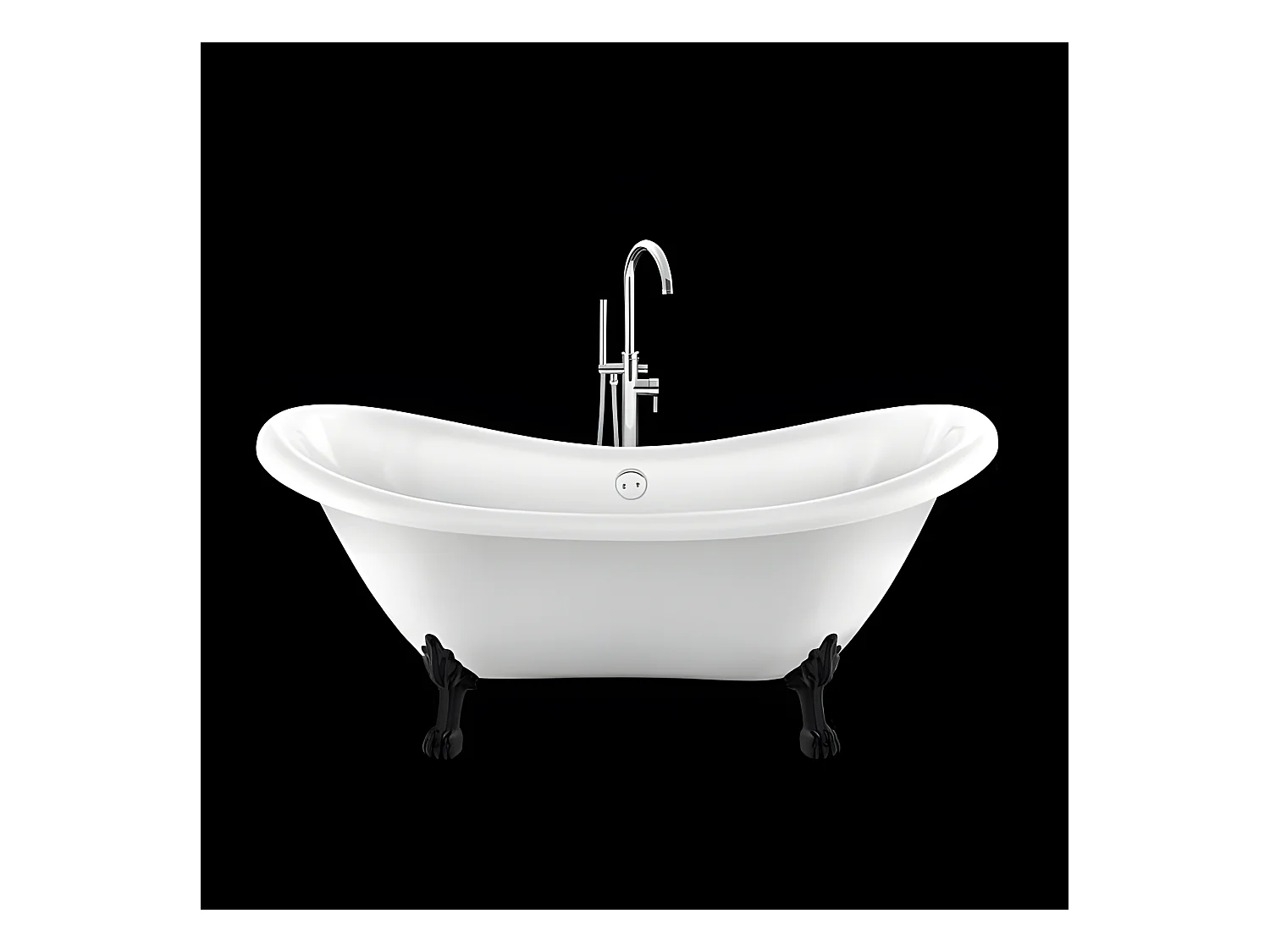 Baignoire ancienne rétro sur pieds DARLINGTON Blanche 175 cm Pieds de Lion Noirs