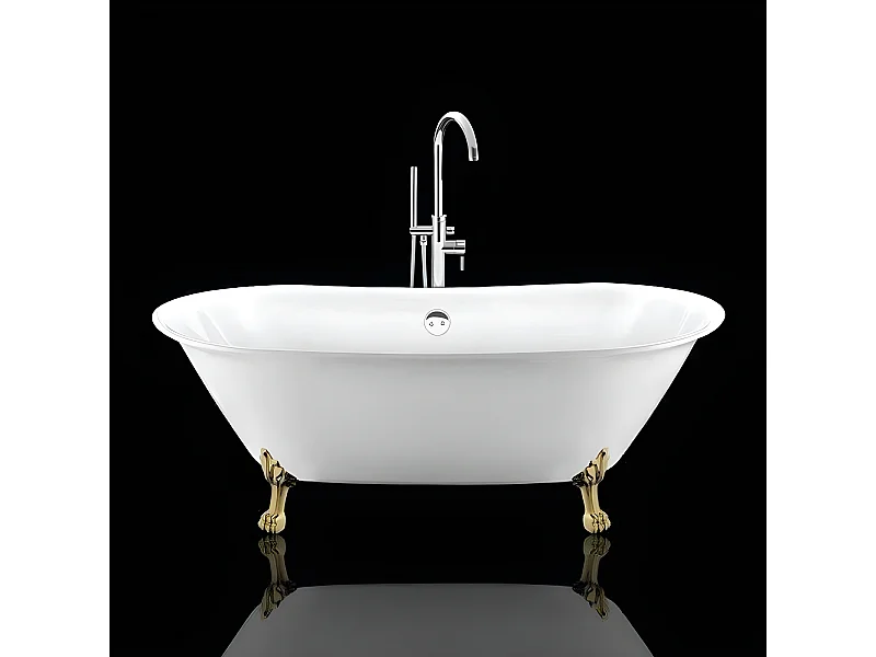Freistehende Badewanne mit Füßen SURRY HILLS Löwenfüße GOLD 165 cm