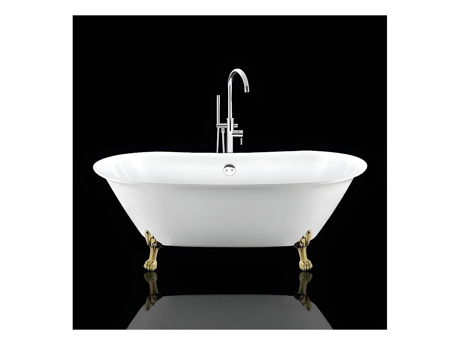 Freistehende Badewanne mit Füßen SURRY HILLS Löwenfüße GOLD 165 cm