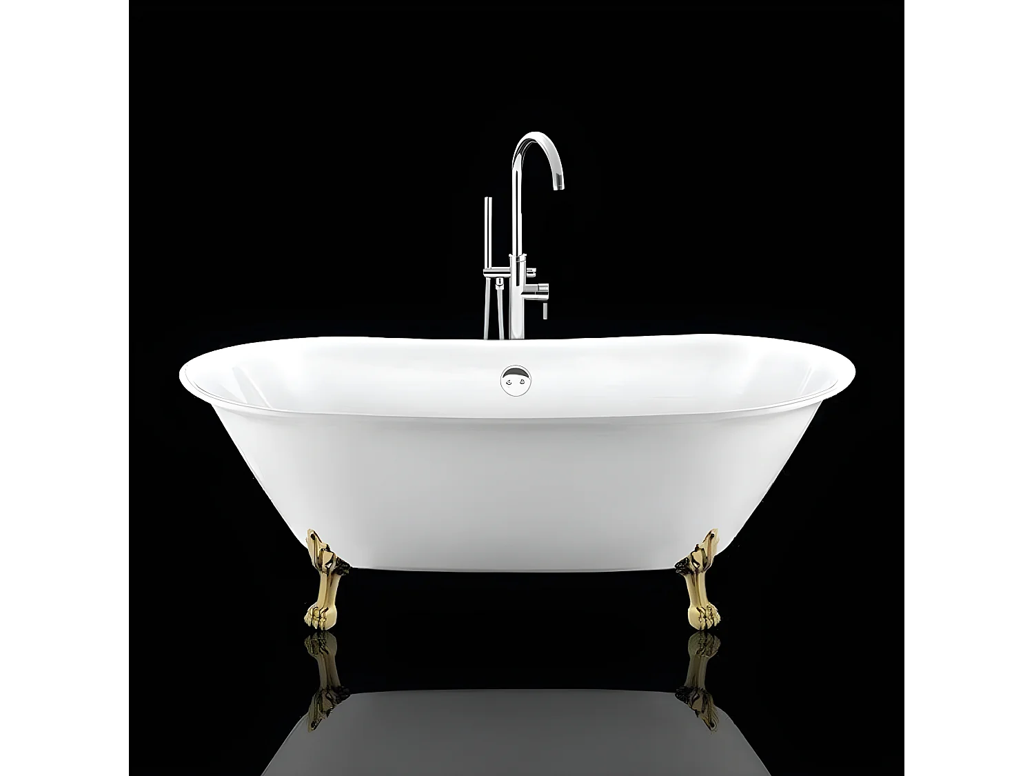 Vasca da bagno freestanding stile classico con piedini SURRY HILLS bianca 165 cm Piedini di leone Dorati