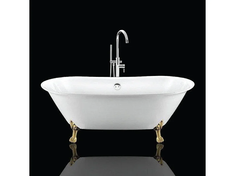 Freistehende Badewanne mit Füßen SURRY HILLS Löwenfüße GOLD 165 cm