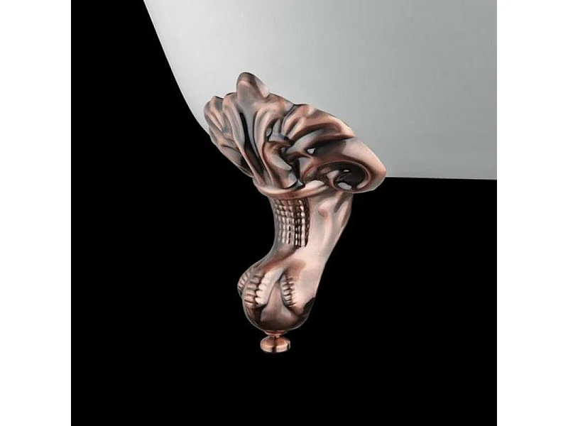 Baignoire sur pieds rétro RICHMOND Blanche 155 cm Pieds d'Aigle Cuivre rouge vieilli