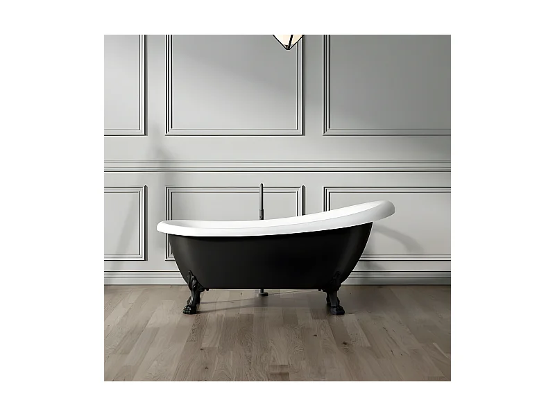 Freistehende Badewanne mit Füßen RICHMOND SCHWARZ Löwenfüße SCHWARZ 171 cm