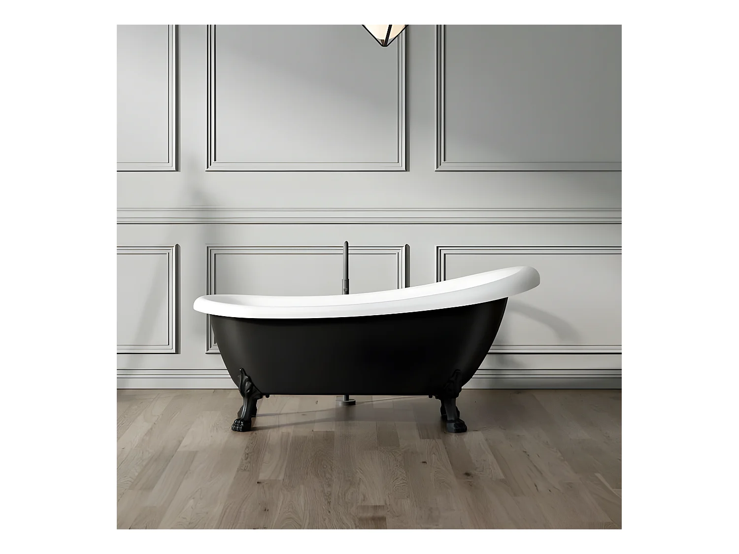 Bañera con patas RICHMOND NEGRA  171 cm patas LEÓN NEGRAS