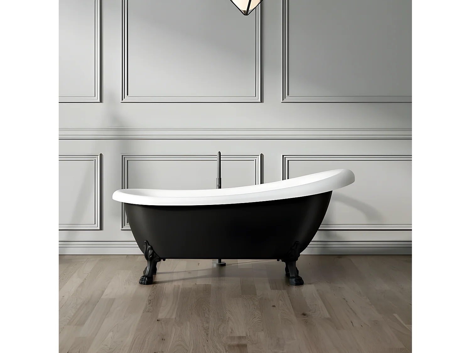 Freistehende Badewanne mit Füßen RICHMOND SCHWARZ Löwenfüße SCHWARZ 171 cm