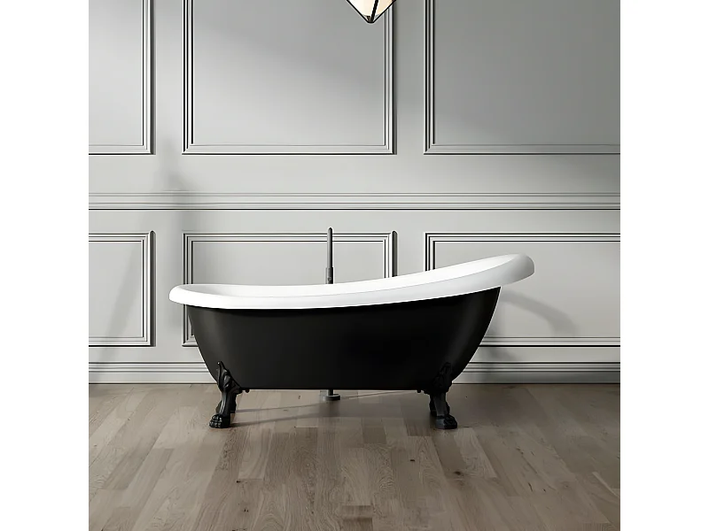 Bañera con patas RICHMOND NEGRA  171 cm patas LEÓN NEGRAS