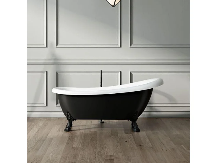Freistehende Badewanne mit Füßen RICHMOND SCHWARZ Löwenfüße SCHWARZ 171 cm