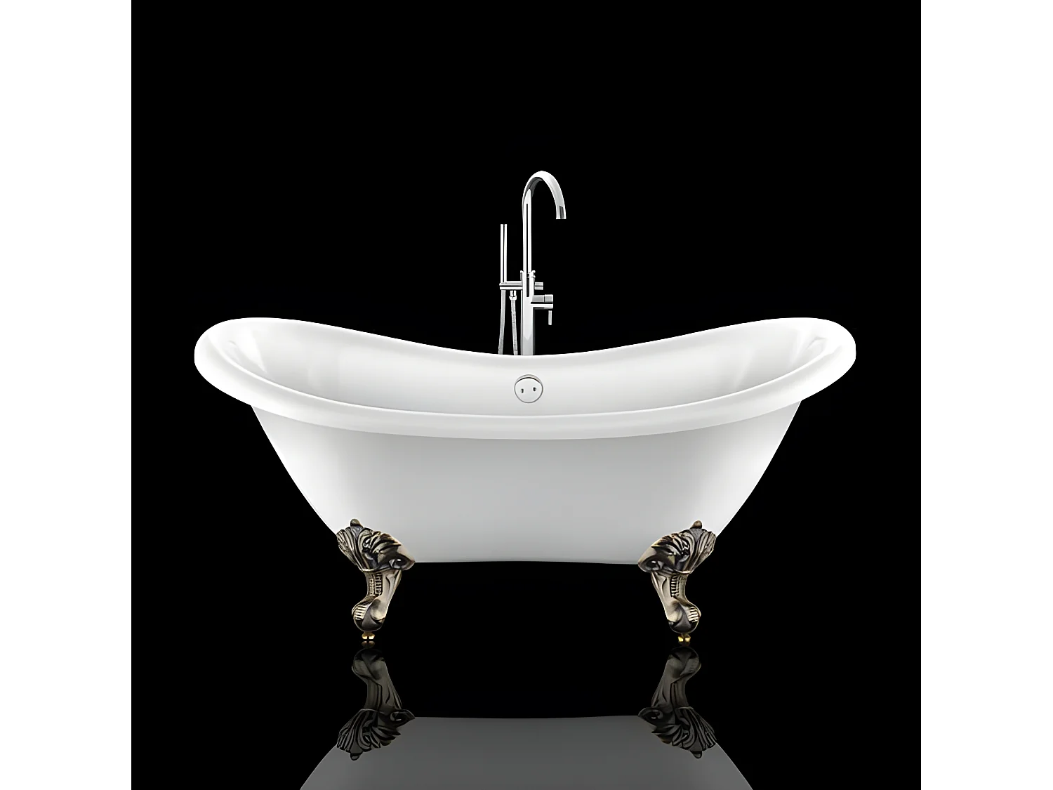 Freistehende Badewanne mit Füßen DARLINGTON Adlerfüße ALTBRONZE 175 cm