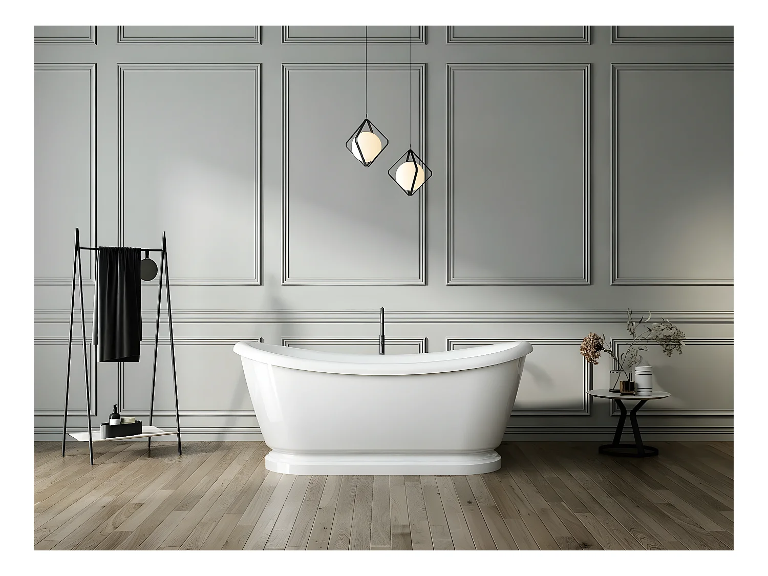 Baignoire îlot rétro ovale PITTSBURGH Blanche 177 cm