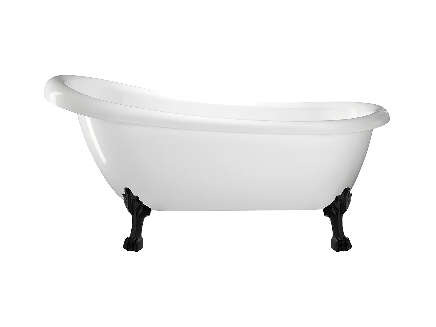 Baignoire ancienne rétro sur pieds RICHMOND Blanche 171 cm Pieds de Lion Noirs