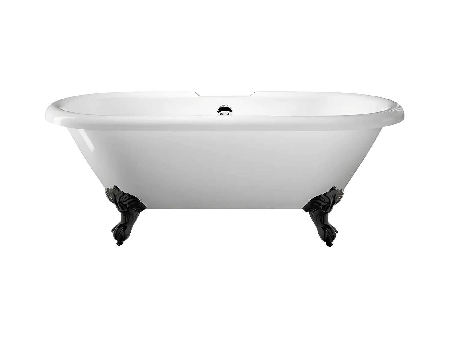 Baignoire ancienne rétro sur pieds CHELSEA Blanche 154 cm Pieds d'Aigle Noirs
