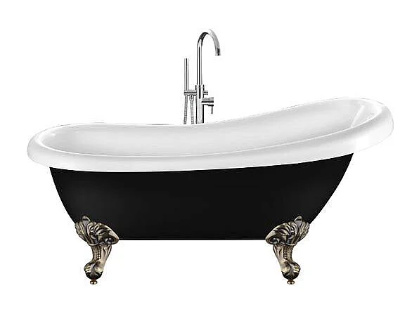 Bañera con patas RICHMOND NEGRA  171 cm patas ÁGUILA BRONCE ENVEJECIDO