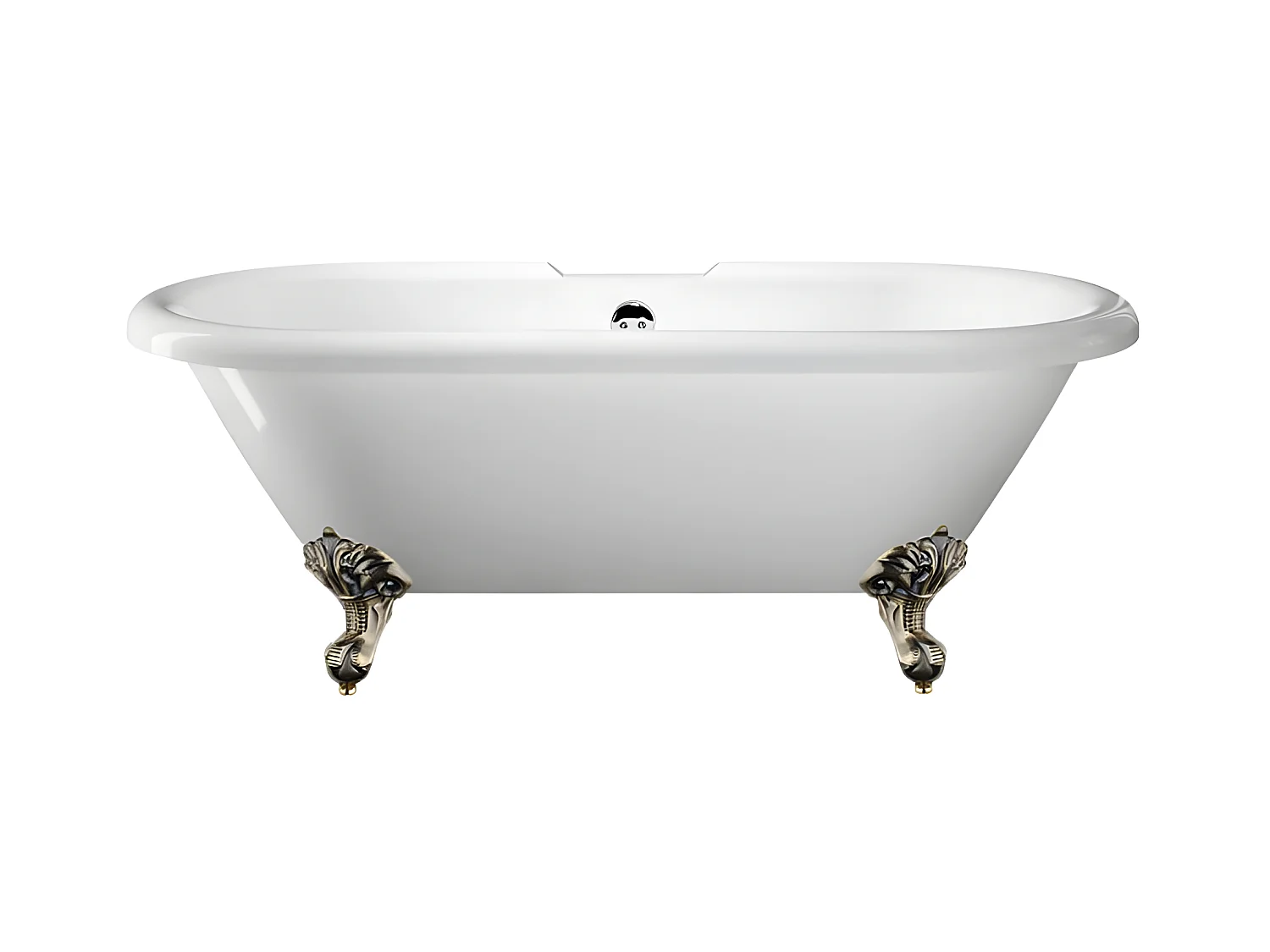 Baignoire ancienne rétro sur pieds CHELSEA Blanche 170 cm Pieds d'Aigle Bronze jaune vieilli