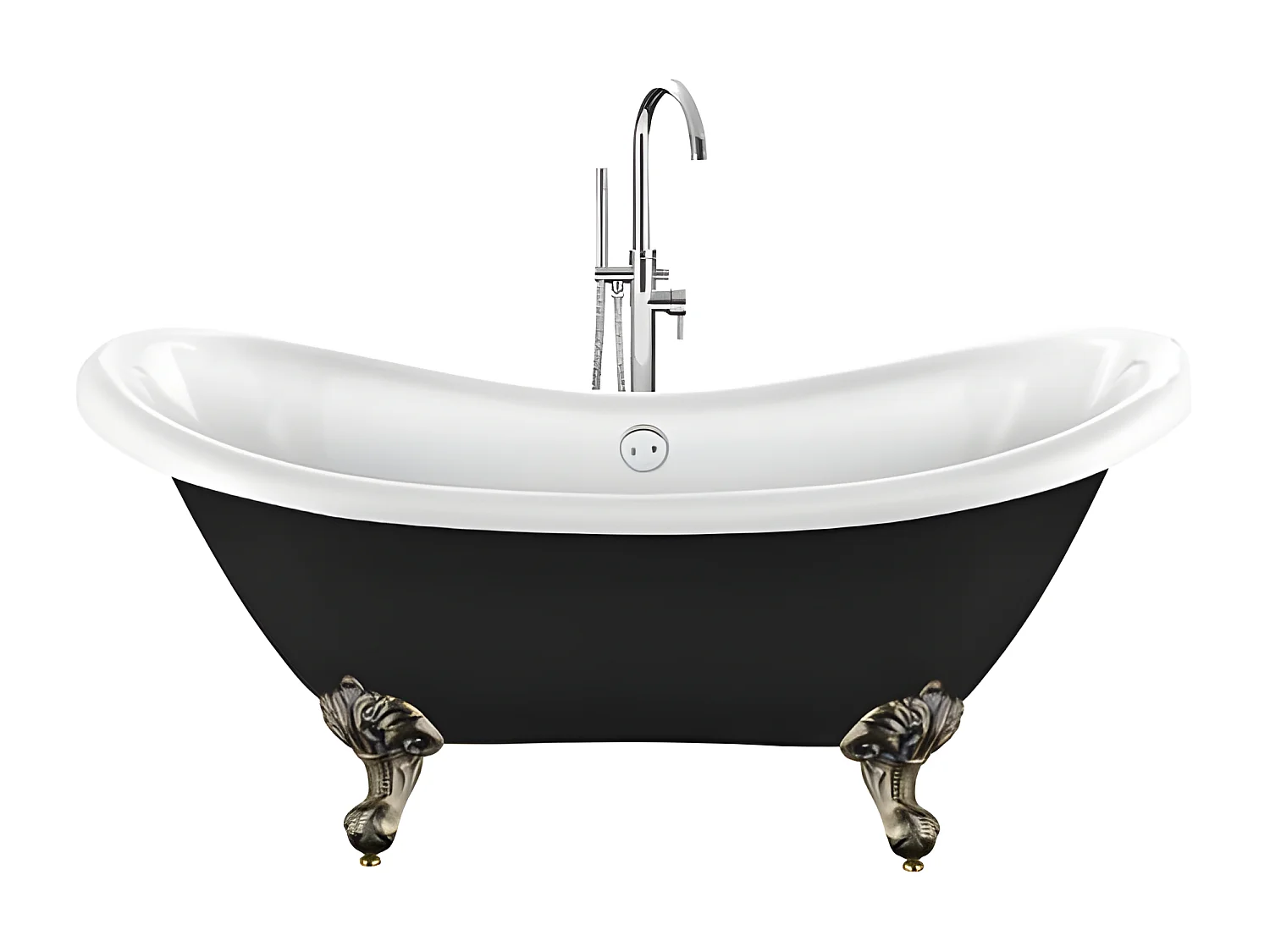 Vasca da bagno freestanding stile classico con piedini DARLINGTON nera 175 cm Piedini di aquila Bronzo