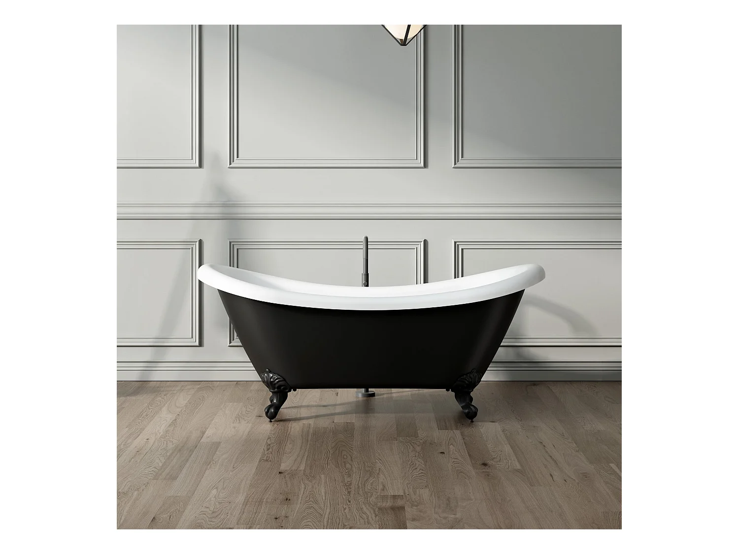 Baignoire ancienne rétro sur pieds DARLINGTON Noire 175 cm Pieds d'Aigle Noirs