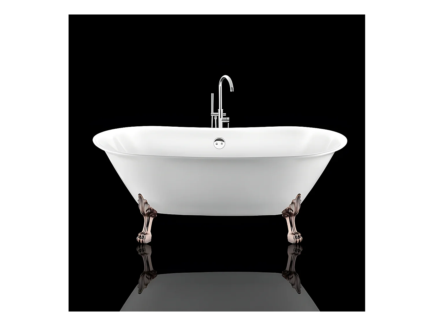 Vasca da bagno freestanding stile classico con piedini SURRY HILLS bianca 165 cm Piedini di leone Rame