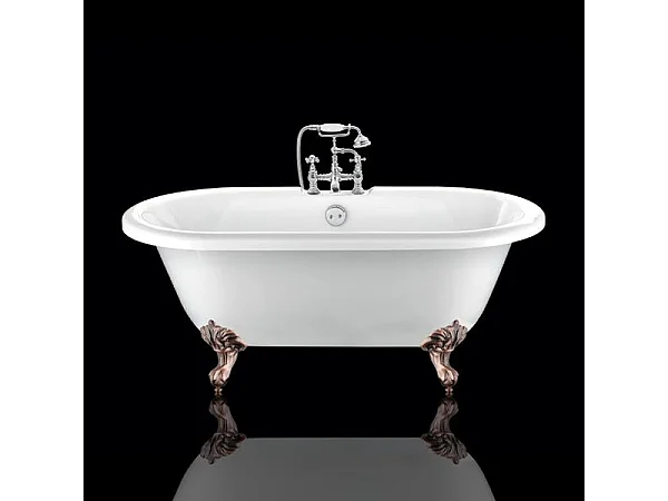 Vasca da bagno freestanding stile classico con piedini CHELSEA Bianca 154 cm Piedini di aquila Rame