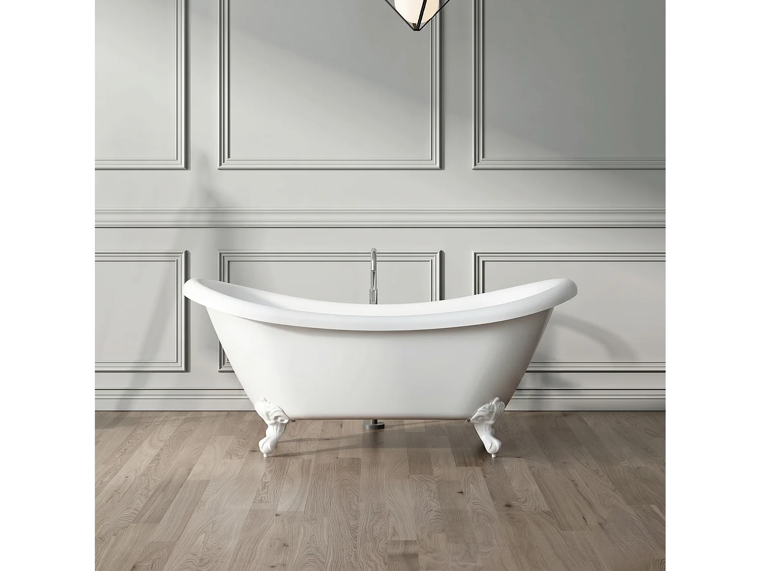 Vasca da bagno freestanding stile classico con piedini DARLINGTON Bianca 175 cm Piedini di aquila Bianchi