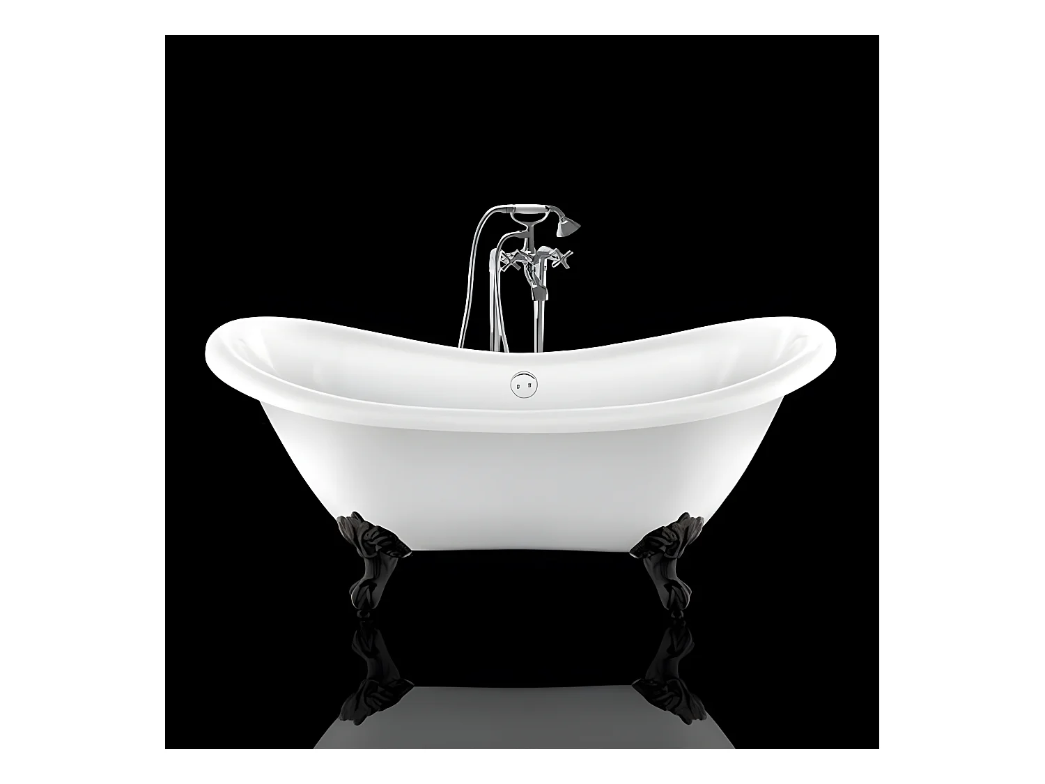 Baignoire ancienne rétro sur pieds DARLINGTON Blanche 175 cm Pieds d'Aigle Noirs