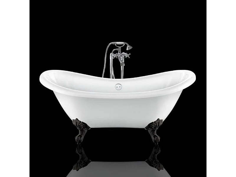 Baignoire sur pieds rétro DARLINGTON Blanche 175 cm Pieds d'Aigle Noirs