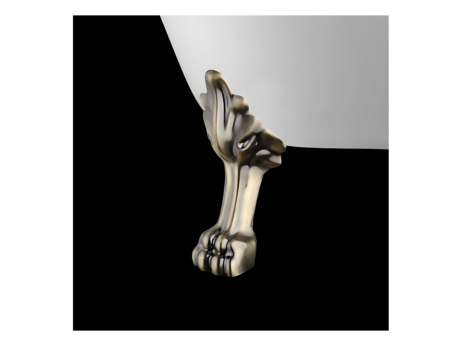 Baignoire ancienne rétro sur pieds DARLINGTON Noire 175 cm Pieds de Lion Bronze jaune vieilli