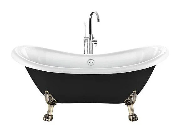 Vasca da bagno freestanding stile classico con piedini DARLINGTON nera 175 cm Piedini di leone Bronzo