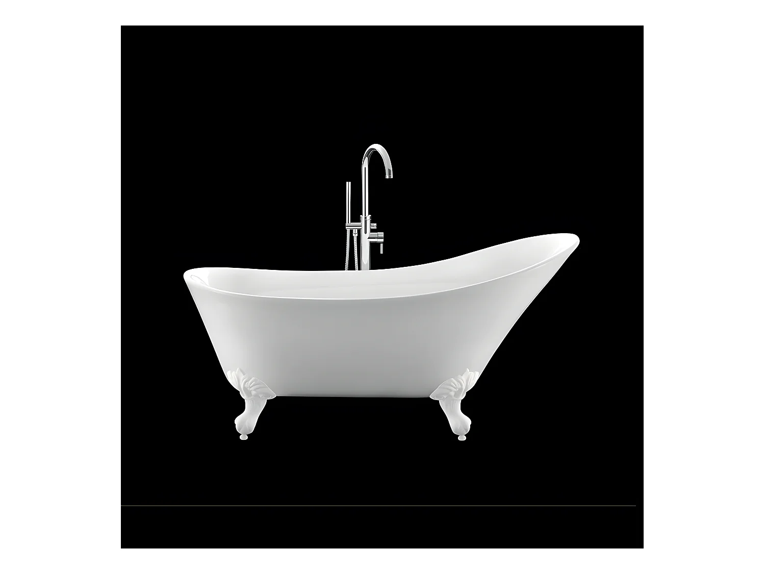 Freistehende Badewanne mit Füßen BALMAIN Adlerfüße WEISS 161 cm