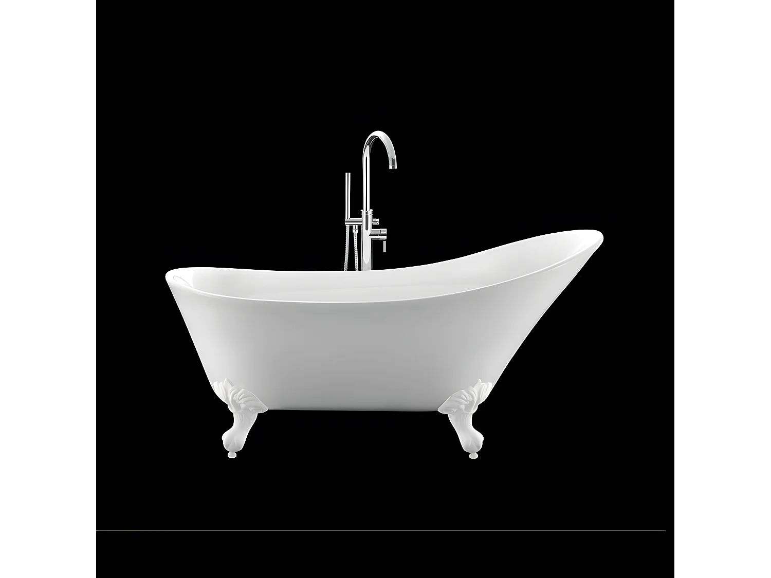 Freistehende Badewanne mit Füßen BALMAIN Adlerfüße WEISS 161 cm