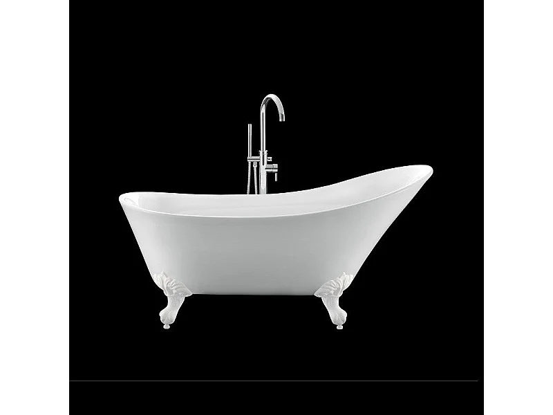 Freistehende Badewanne mit Füßen BALMAIN Adlerfüße WEISS 161 cm