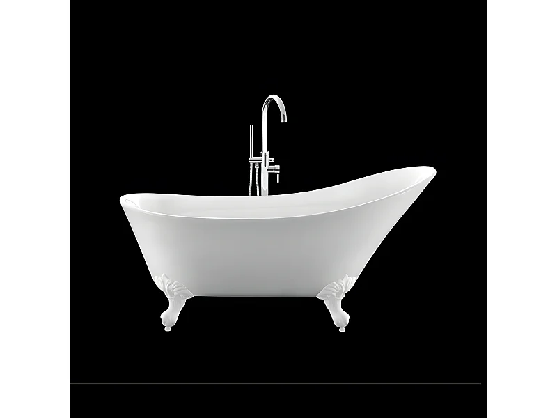 Freistehende Badewanne mit Füßen BALMAIN Adlerfüße WEISS 161 cm