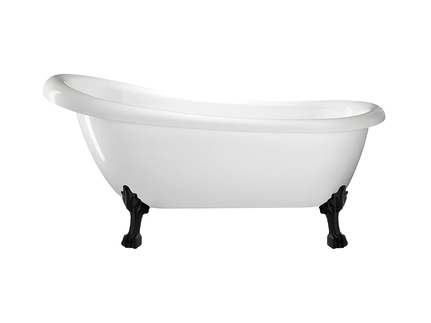Baignoire ancienne rétro sur pieds RICHMOND Blanche 155 cm Pieds de Lion Noirs