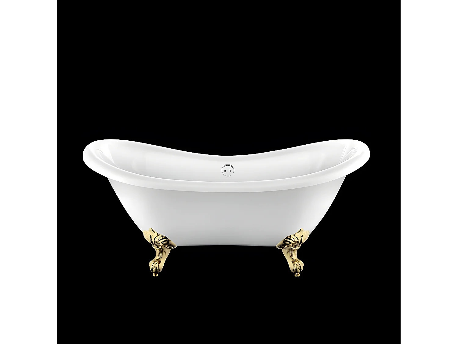 Baignoire ancienne rétro sur pieds DARLINGTON Blanche 175 cm Pieds d'Aigle Dorés