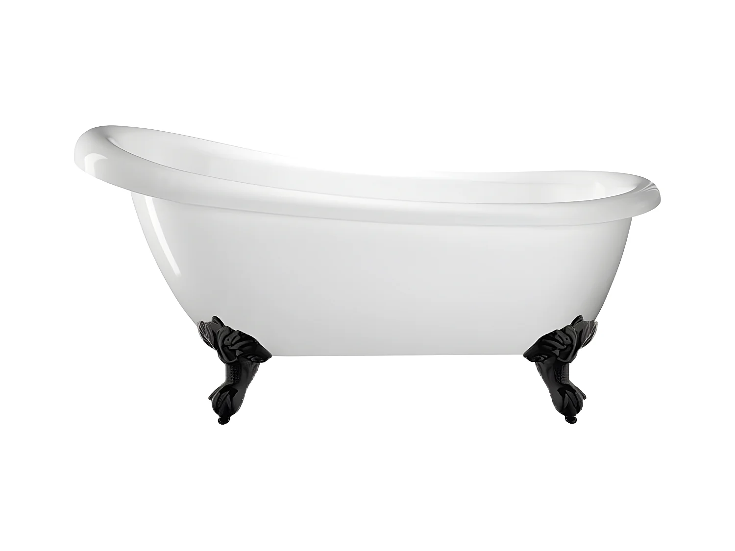 Baignoire ancienne rétro sur pieds RICHMOND Blanche 171 cm Pieds d'Aigle Noirs
