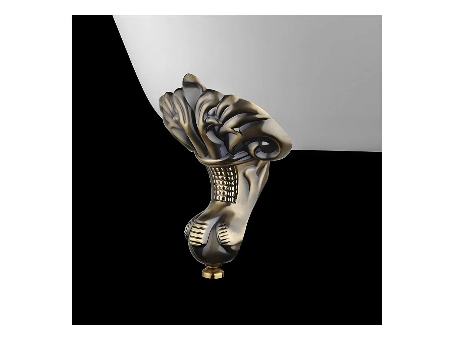 Baignoire ancienne rétro sur pieds BALMAIN Blanche 161 cm Pieds d'Aigle Bronze jaune vieilli