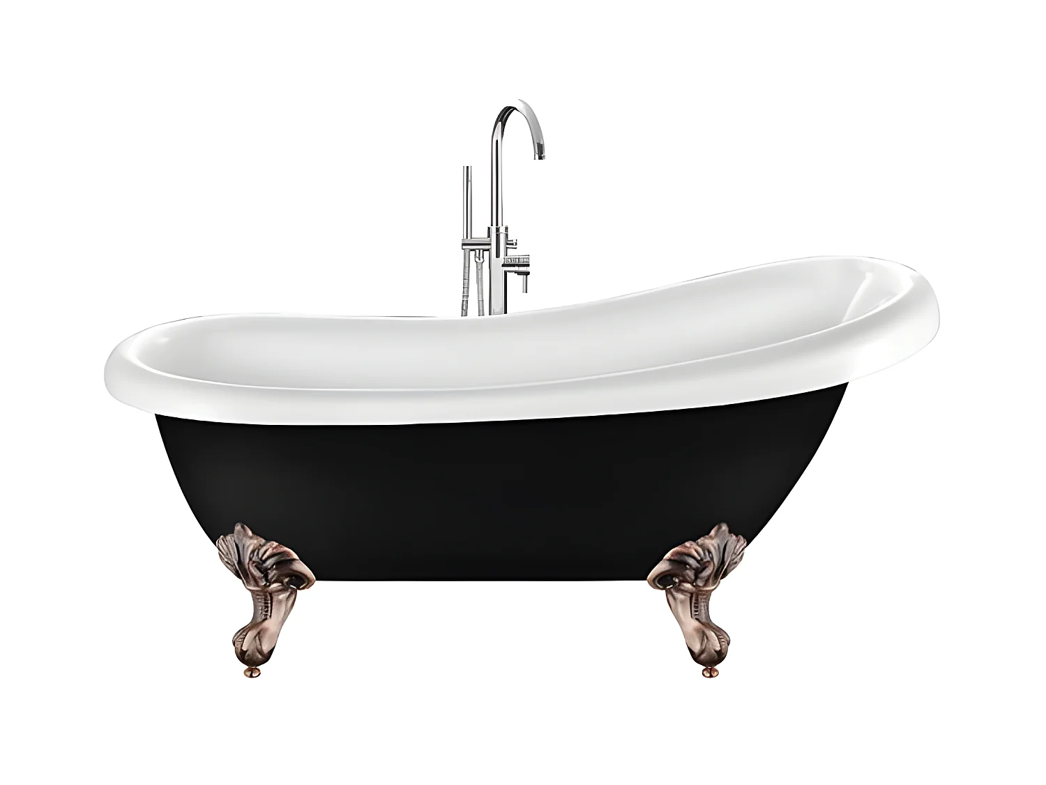 Bañera con patas RICHMOND NEGRA  171 cm patas ÁGUILA COBRE ENVEJECIDO