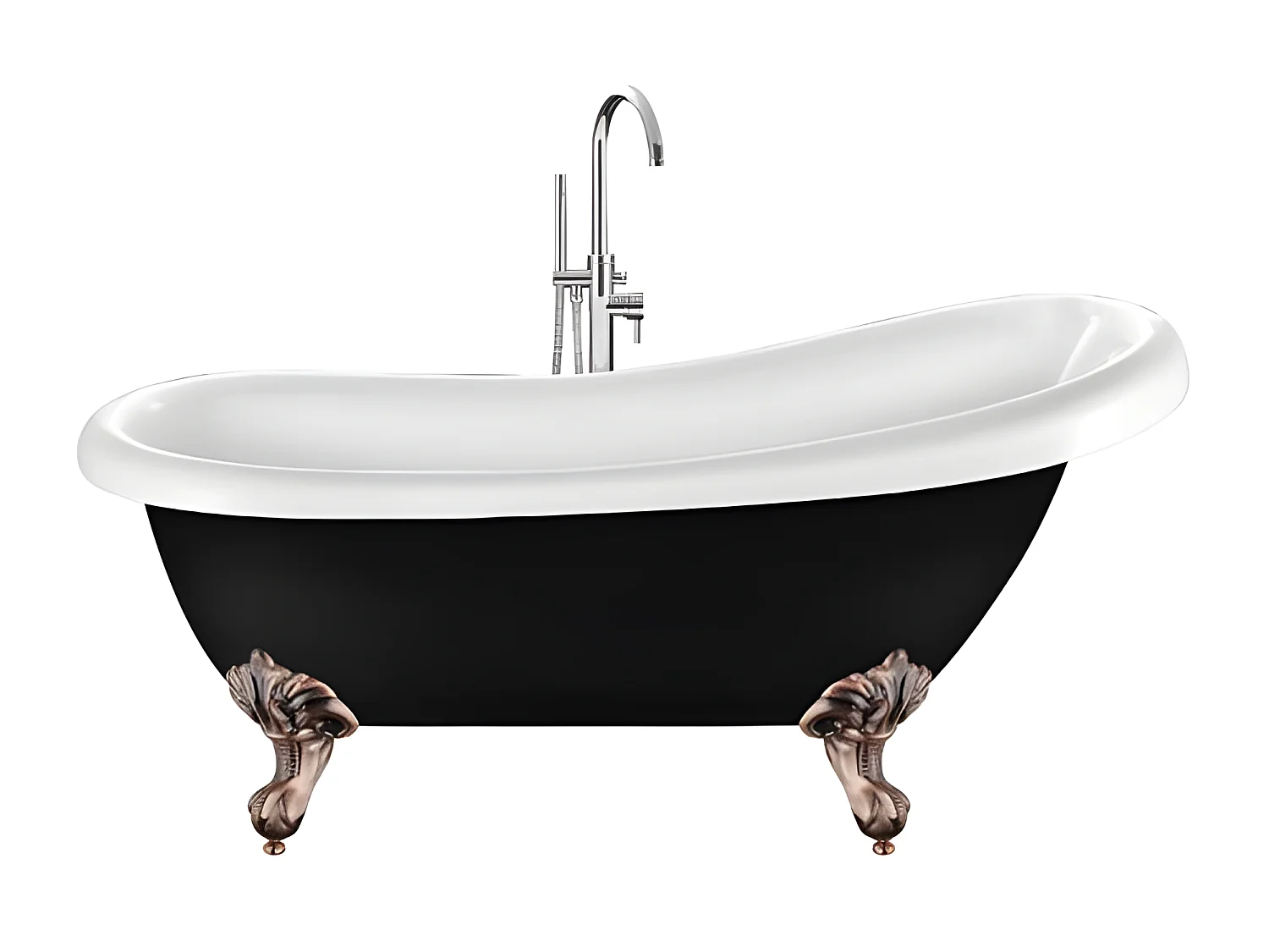 Bañera con patas RICHMOND NEGRA  171 cm patas ÁGUILA COBRE ENVEJECIDO