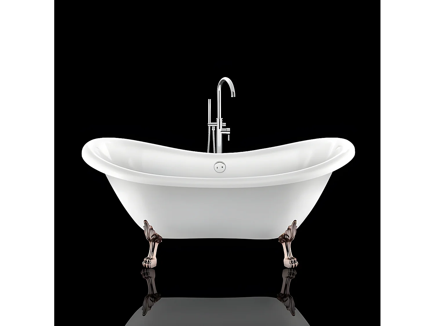Vasca da bagno freestanding stile classico con piedini DARLINGTON Bianca 175 cm Piedini di leone Rame