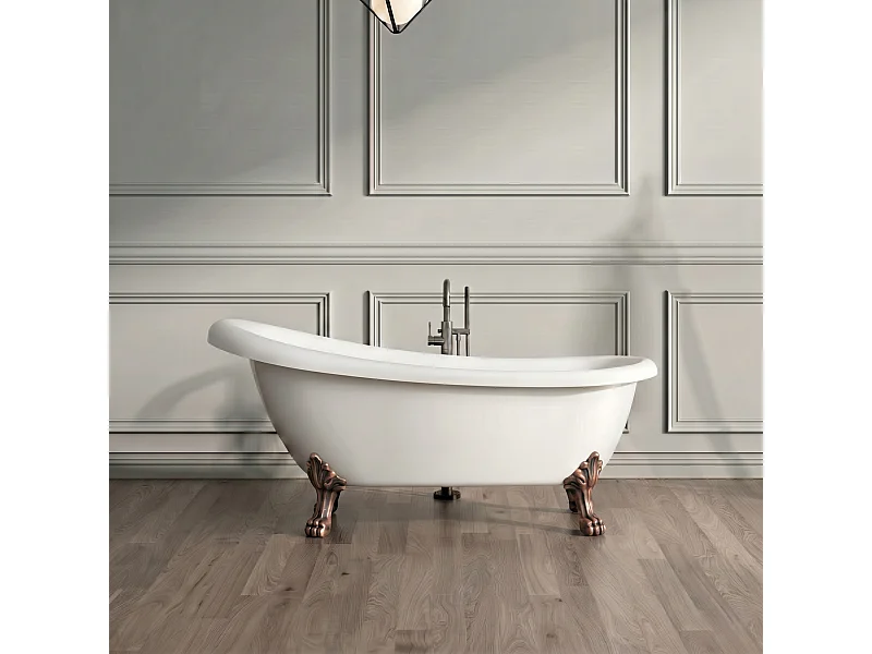 Freistehende Badewanne mit Füßen RICHMOND Löwenfüße ALTKUPFER 155 cm