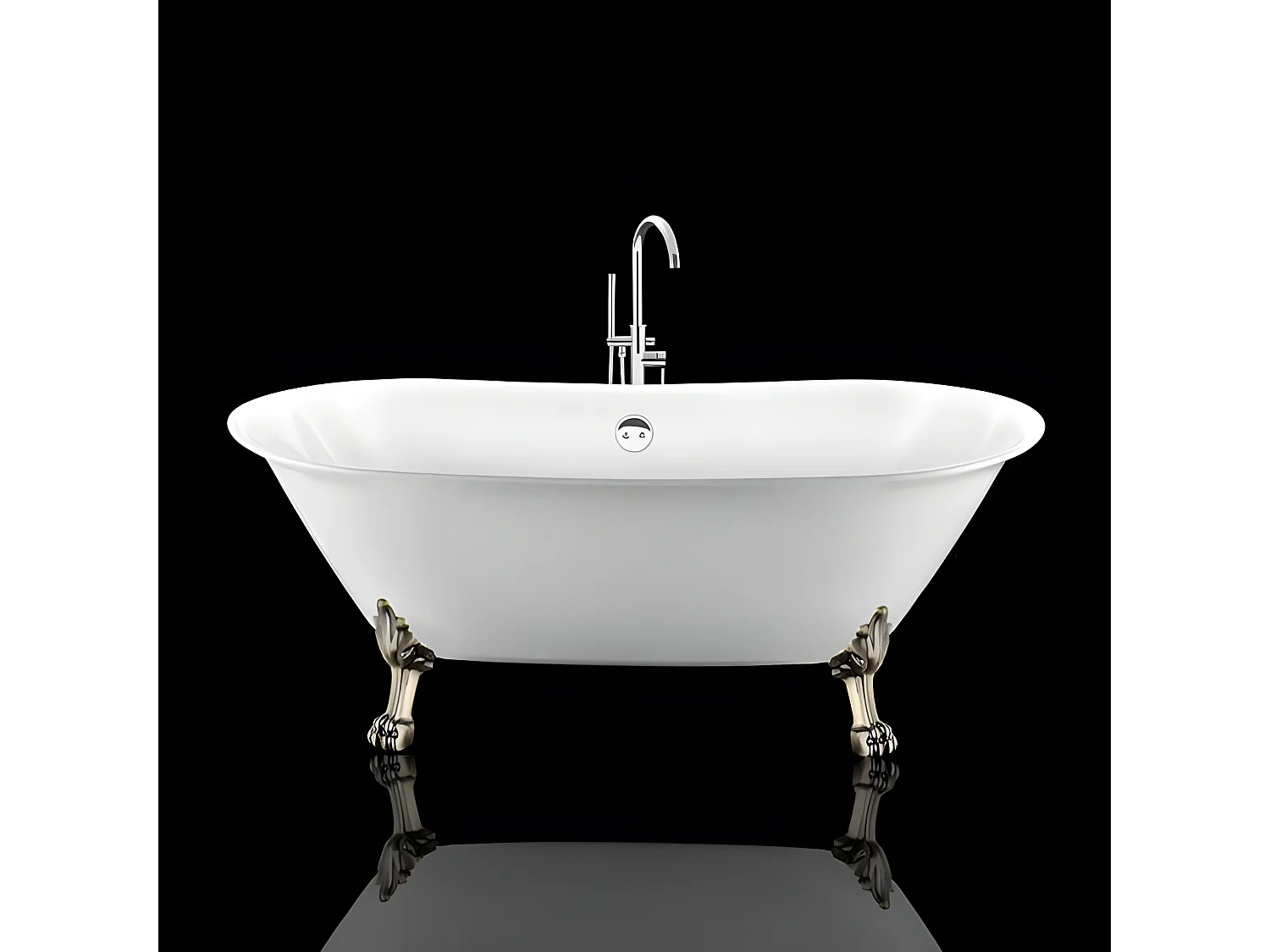 Vasca da bagno freestanding stile classico con piedini SURRY HILLS bianca 165 cm Piedini di leone Bronzo