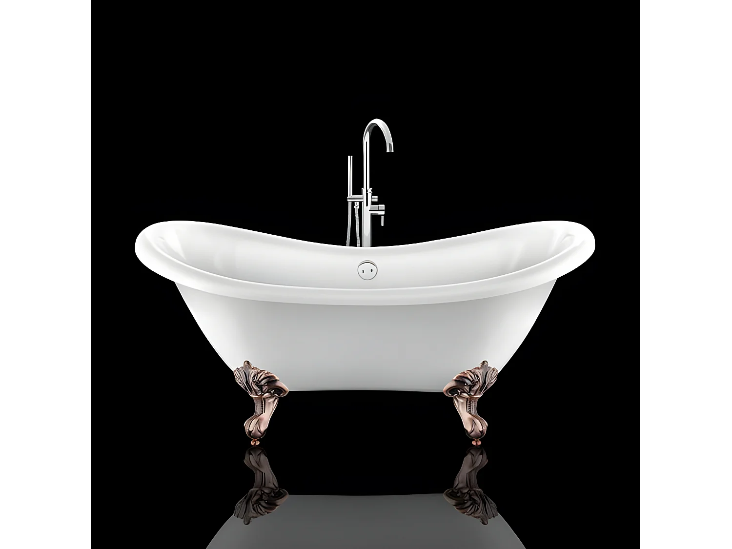 Vasca da bagno freestanding stile classico con piedini DARLINGTON Bianca 175 cm Piedini di aquila Rame