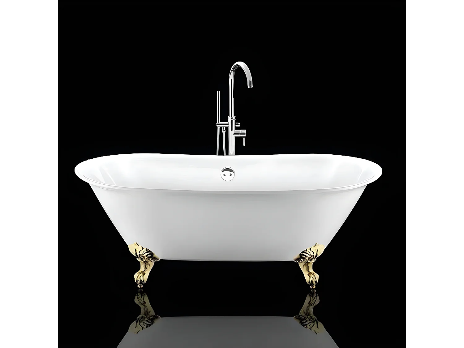 Vasca da bagno freestanding stile classico con piedini SURRY HILLS bianca 165 cm Piedini di aquila Dorati