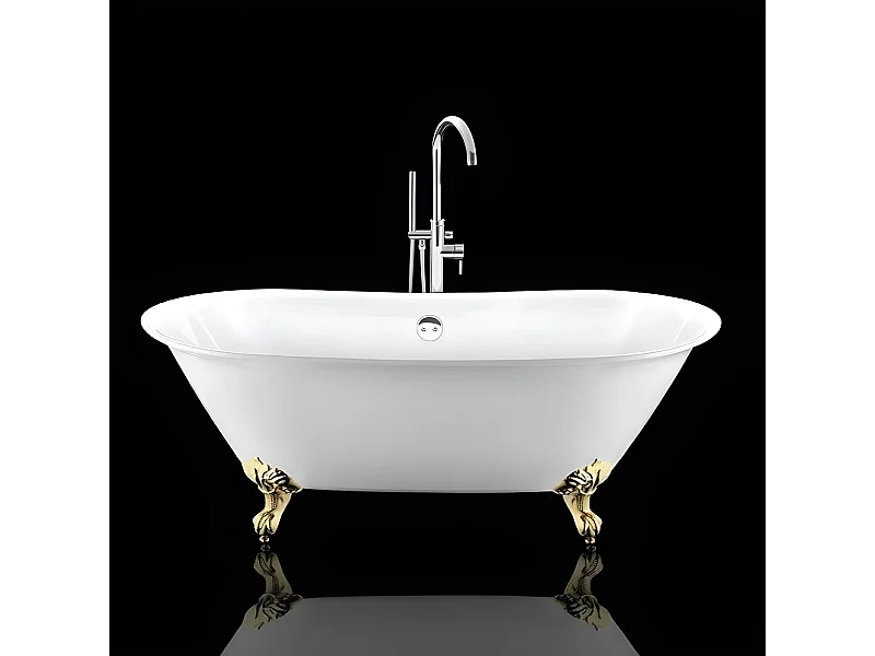 Freistehende Badewanne mit Füßen SURRY HILLS Adlerfüße GOLD 165 cm