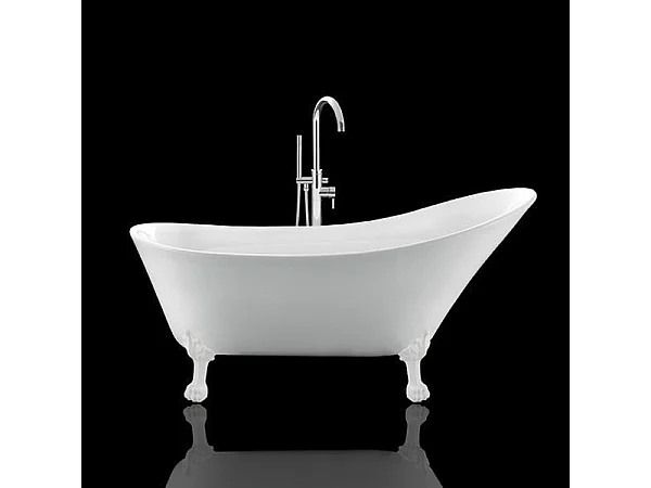 Freistehende Badewanne mit Füßen BALMAIN Löwenfüße WEISS 161 cm