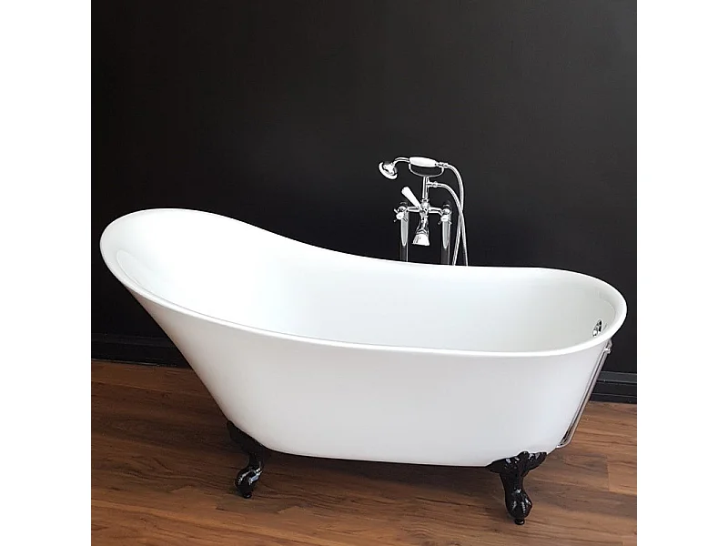 Vasca da bagno freestanding stile classico con piedini BALMAIN Bianca 161 cm Piedini di leone Bianchi
