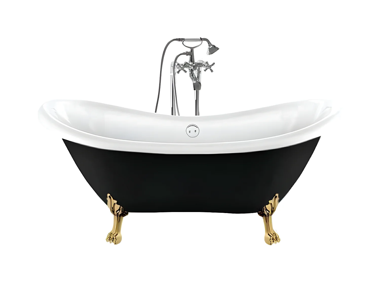 Baignoire ancienne rétro sur pieds DARLINGTON Noire 175 cm Pieds de Lion Dorés